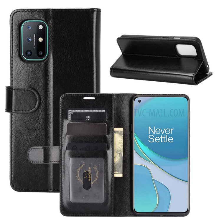 Crazy Horse Texture Leather Wallet Cell Phone Protective Case for OnePlus 8T - Black-8