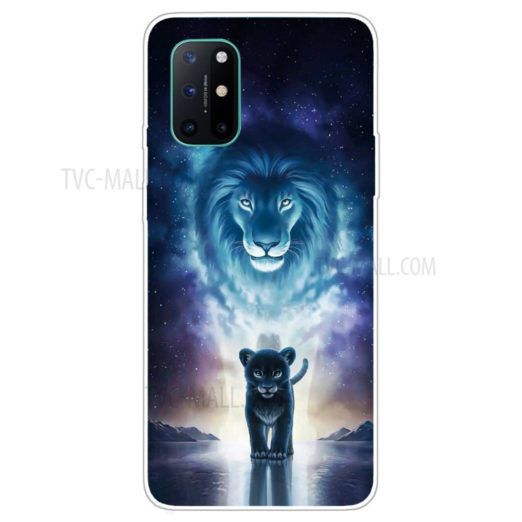 Pattern Printing Clear TPU Soft Phone Cover for OnePlus 8T - Lion-1
