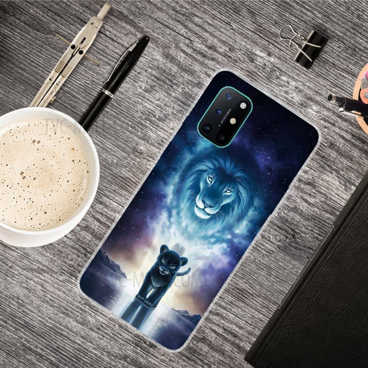 Pattern Printing Clear TPU Soft Phone Cover for OnePlus 8T - Lion-2