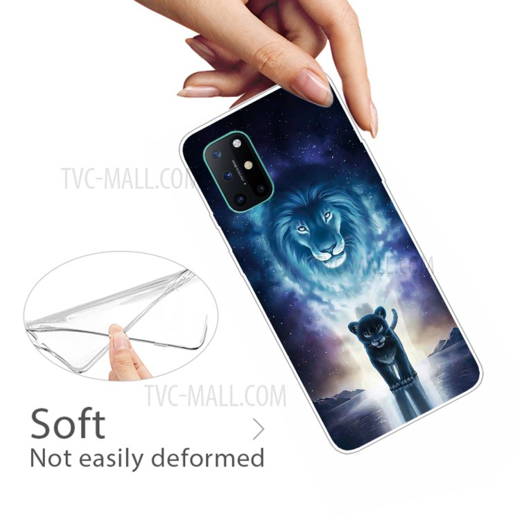 Pattern Printing Clear TPU Soft Phone Cover for OnePlus 8T - Lion-3
