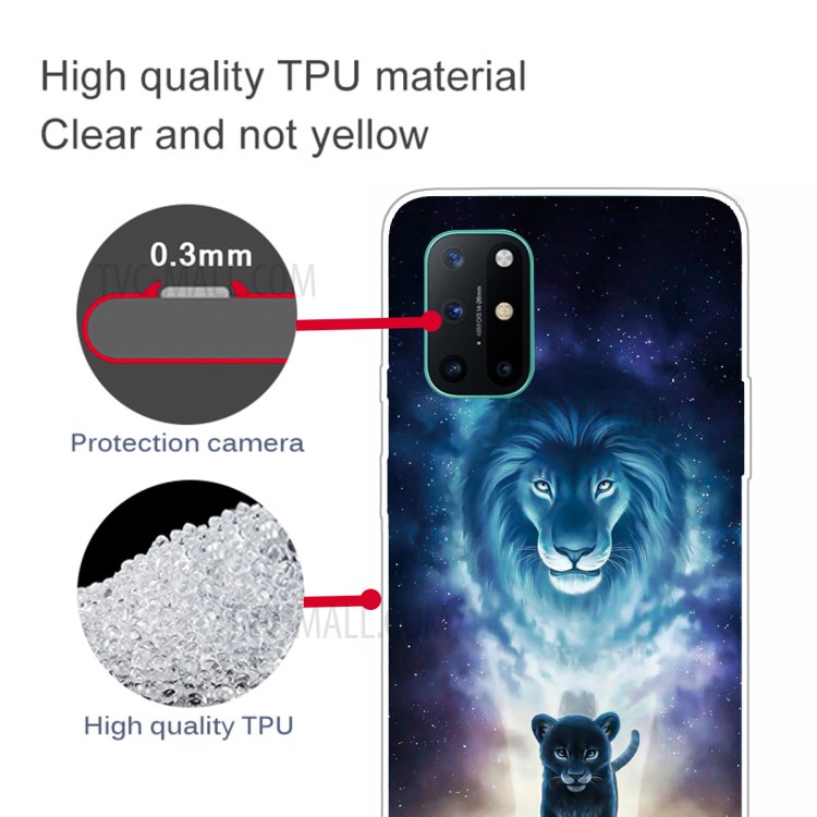 Pattern Printing Clear TPU Soft Phone Cover for OnePlus 8T - Lion-4