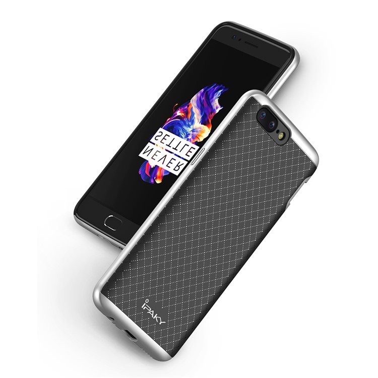 IPAKY PC Bumper + TPU Mobile Phone Case for OnePlus 5 - Silver-2