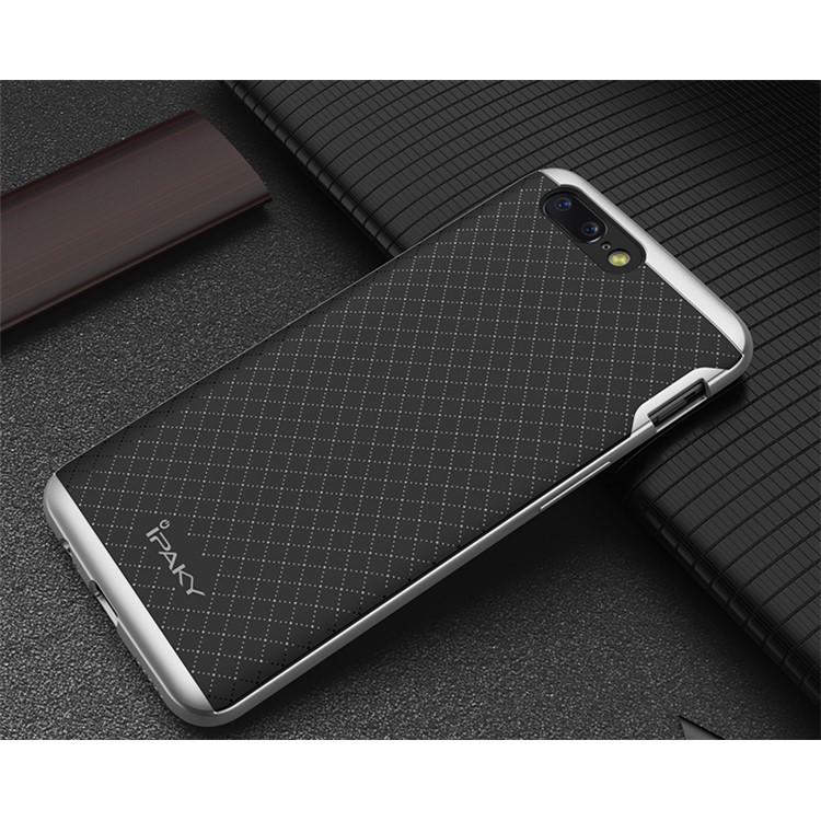 IPAKY PC Bumper + TPU Mobile Phone Case for OnePlus 5 - Silver-3