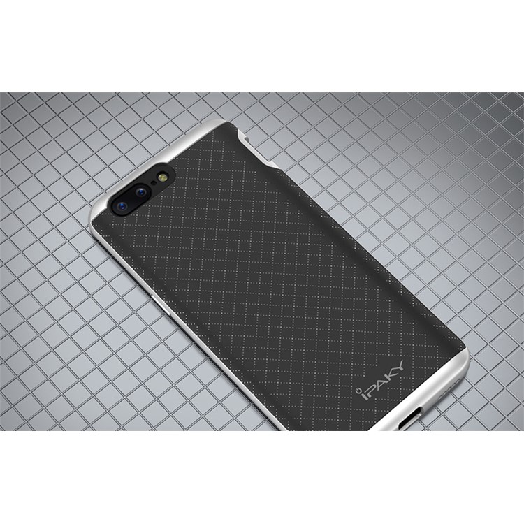 IPAKY PC Bumper + TPU Mobile Phone Case for OnePlus 5 - Silver-4
