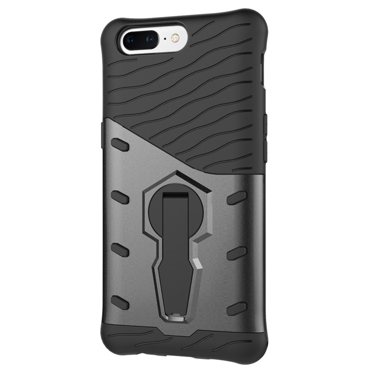 360-Degree Rotary Kickstand Armor PC + TPU Hybrid Case for OnePlus 5 - Grey-10