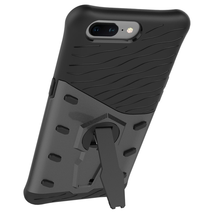 360-Degree Rotary Kickstand Armor PC + TPU Hybrid Case for OnePlus 5 - Grey-7