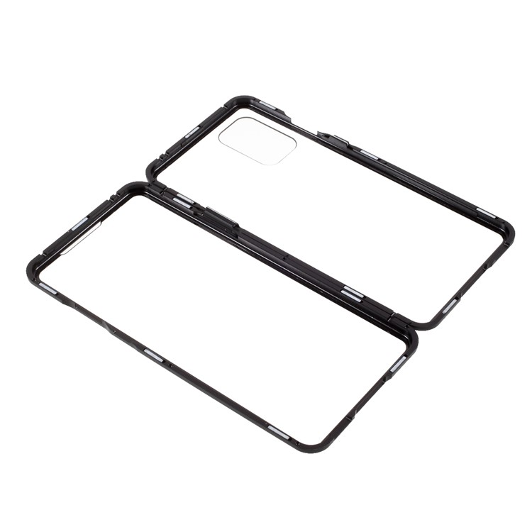 Double-sided Tempered Glass + Magnetic Adsorption Metal Frame Protection Phone Cover for OnePlus 8T - Black-1