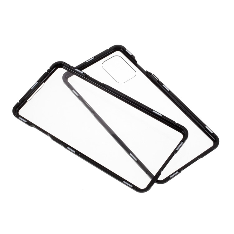 Double-sided Tempered Glass + Magnetic Adsorption Metal Frame Protection Phone Cover for OnePlus 8T - Black-2