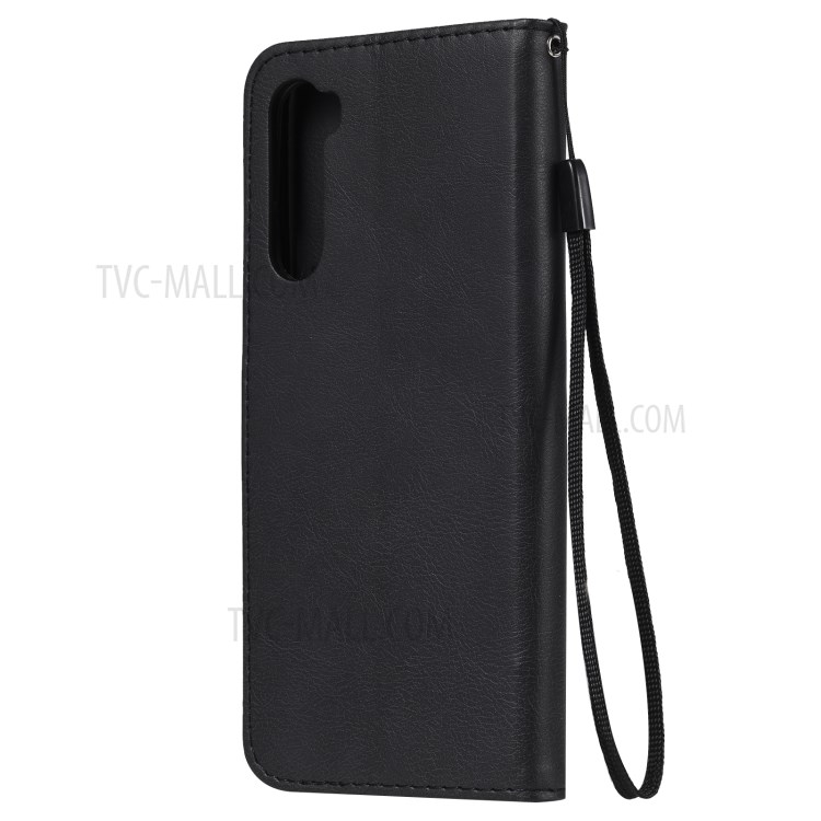 PU Leather Wallet Stand Case with Lanyard for OnePlus Nord - Black-3