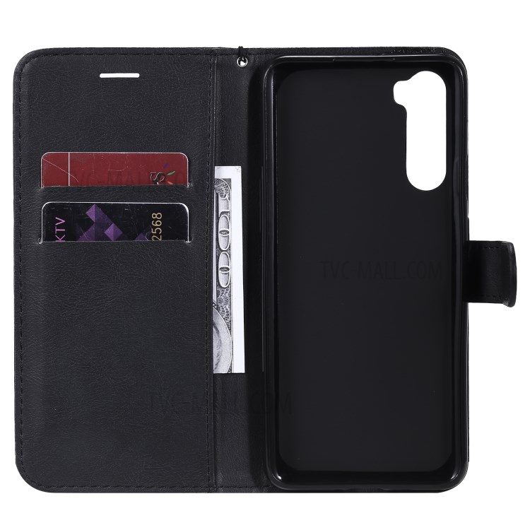 PU Leather Wallet Stand Case with Lanyard for OnePlus Nord - Black-4