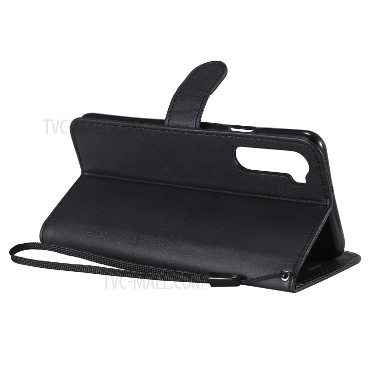PU Leather Wallet Stand Case with Lanyard for OnePlus Nord - Black-5