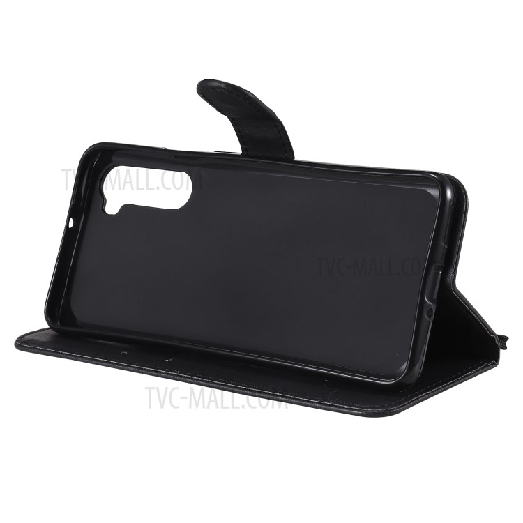PU Leather Wallet Stand Case with Lanyard for OnePlus Nord - Black-6