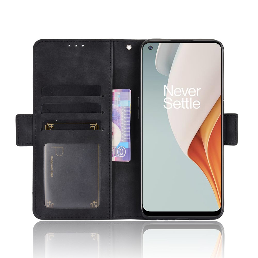 Multiple Card Slots Leather Wallet Mobile Phone Case for OnePlus Nord N100 - Black-4