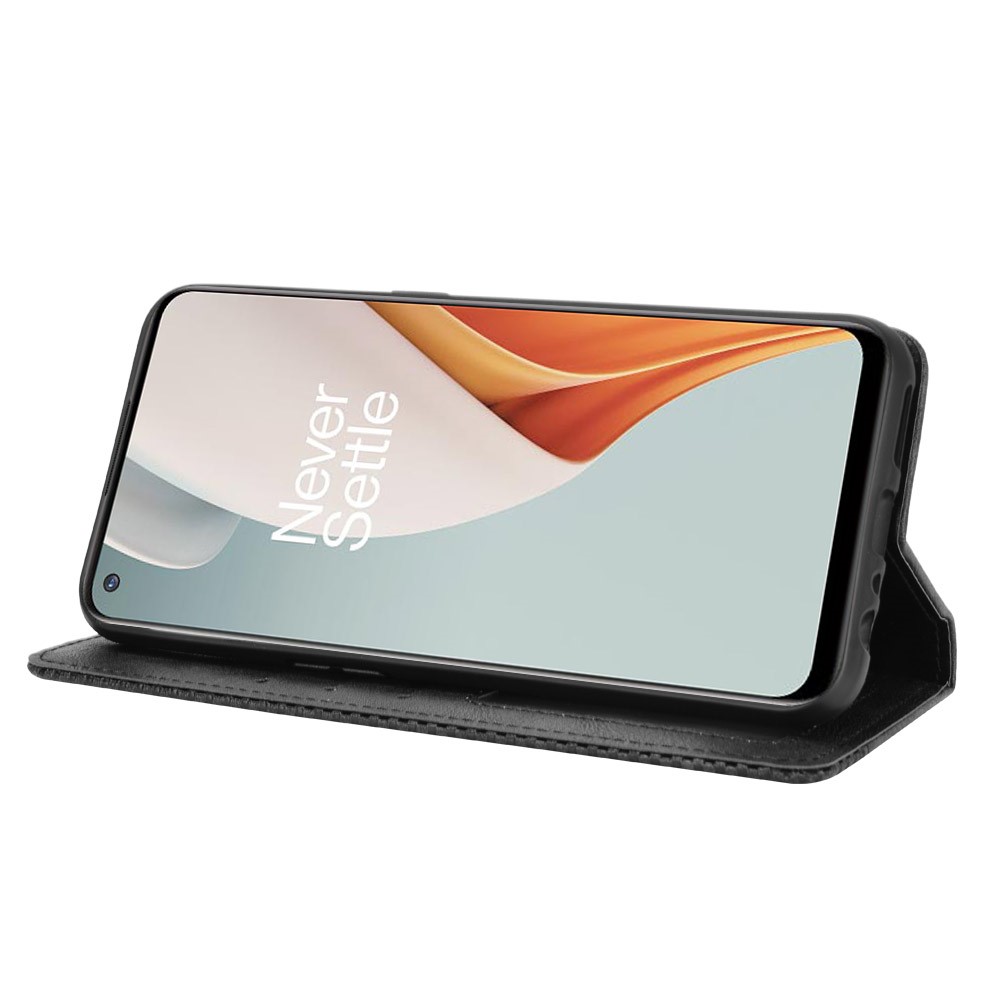 Auto-absorbed Retro Leather Wallet Mobile Cover for OnePlus Nord N100 - Black-5