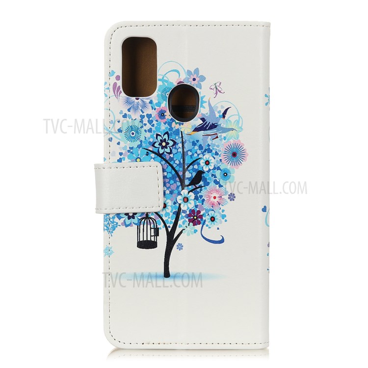 Stylish Printing Wallet Leather Stand Cover for OnePlus Nord N10 5G Protective Shell - Blue Tree-2