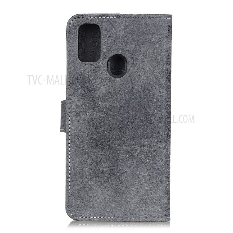 Vintage Style Wallet Leather Stand Case for OnePlus Nord N10 5G - Grey-3