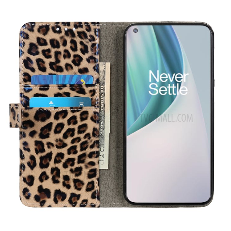Leopard Texture Glossy Wallet Leather Stand Cover for OnePlus Nord N100 Case-2