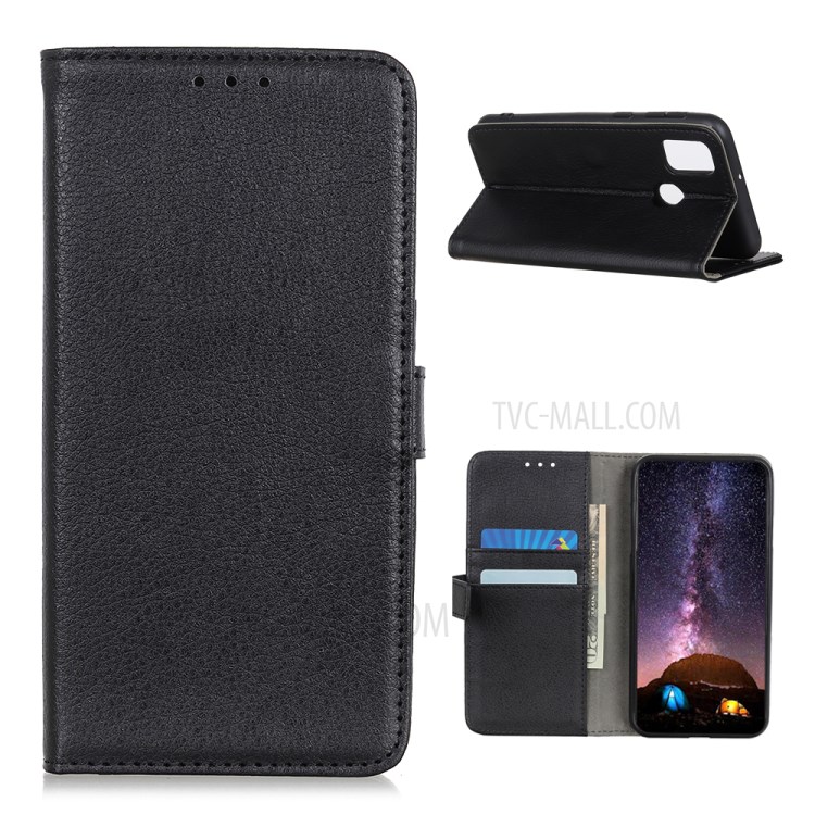 Litchi Texture Stylish Leather Phone Case for OnePlus Nord N100 - Black-1