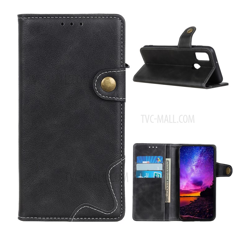S Shape Textured Leather Wallet Phone Case for OnePlus Nord N10 5G - Black-1
