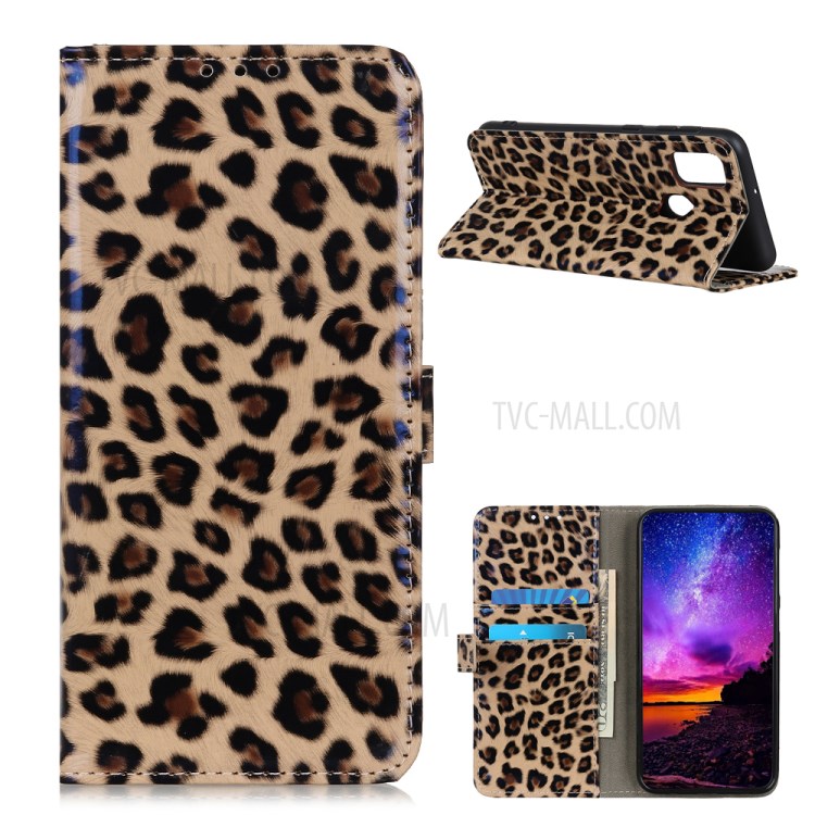 Leopard Texture Glossy Stand Cover for OnePlus Nord N10 5G Wallet Leather Case-1