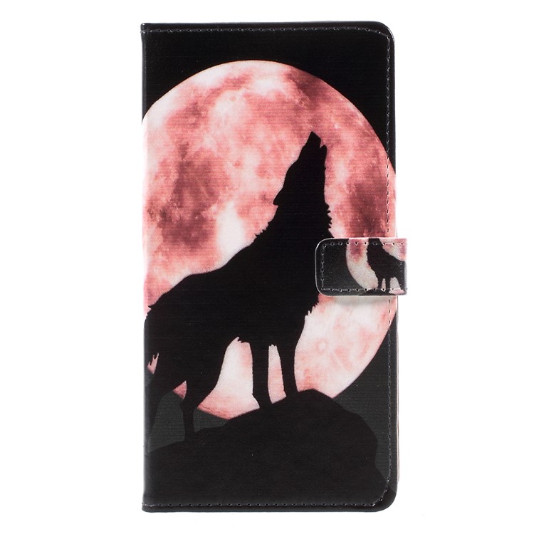 Pattern Printing Leather Wallet Case for OnePlus 5 - Wolf-3