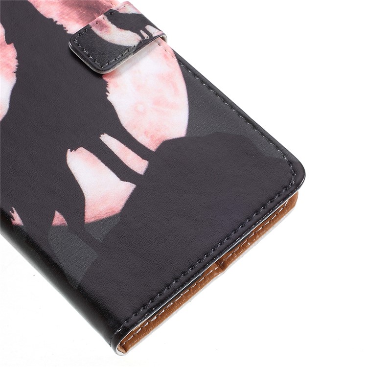 Pattern Printing Leather Wallet Case for OnePlus 5 - Wolf-7