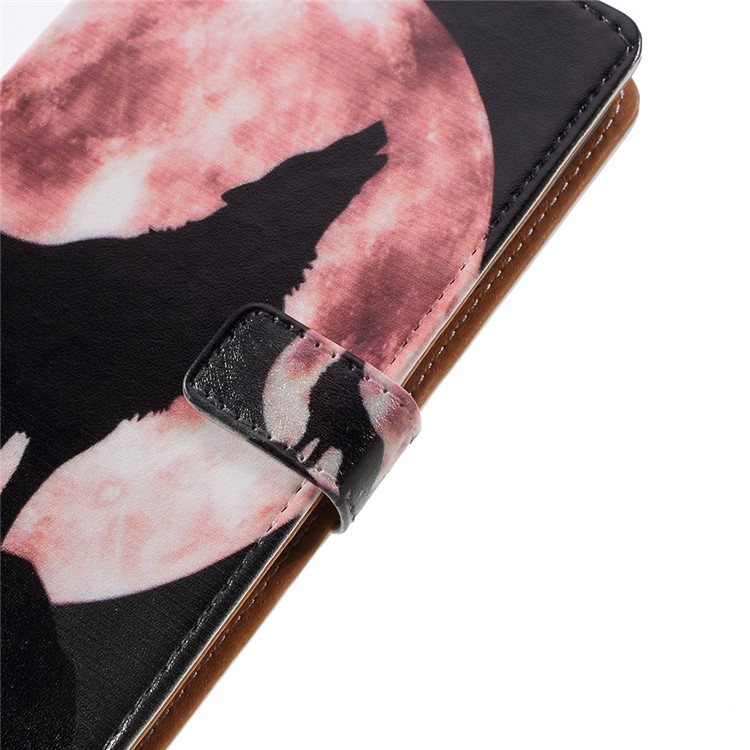 Pattern Printing Leather Wallet Case for OnePlus 5 - Wolf-9