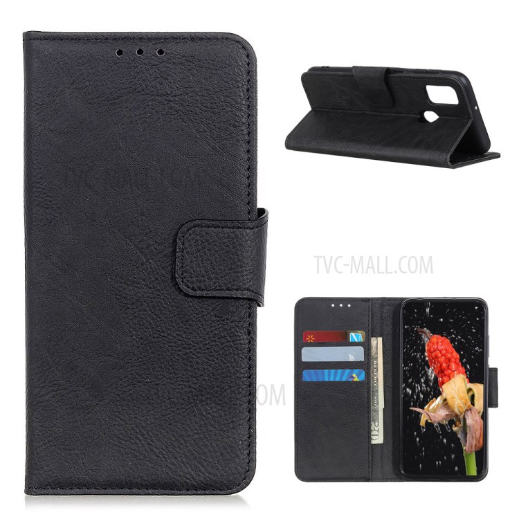 Litchi Texture Wallet Stand Leather Shell for OnePlus Nord N10 5G - Black-1