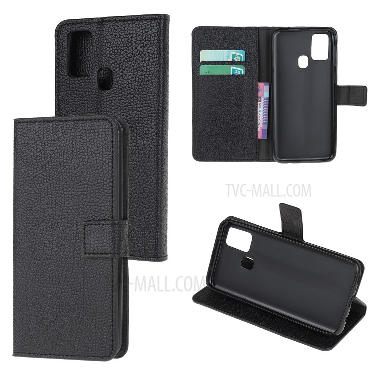 Litchi Texture Wallet Stand Cover Flip Leather Case for OnePlus Nord N100 - Black-1