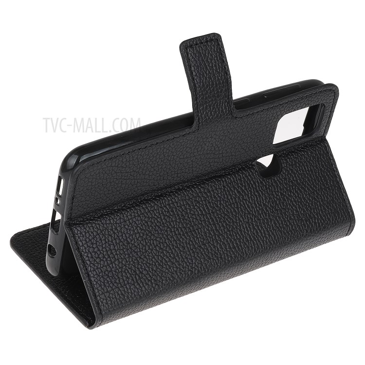 Litchi Texture Wallet Stand Cover Flip Leather Case for OnePlus Nord N100 - Black-4