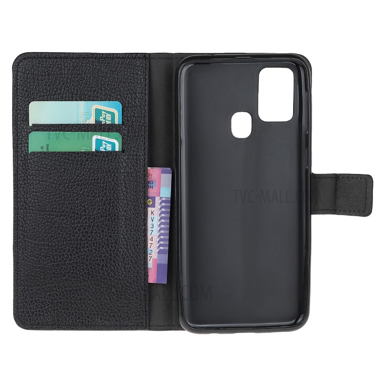 Litchi Texture Wallet Stand Cover Flip Leather Case for OnePlus Nord N100 - Black-6