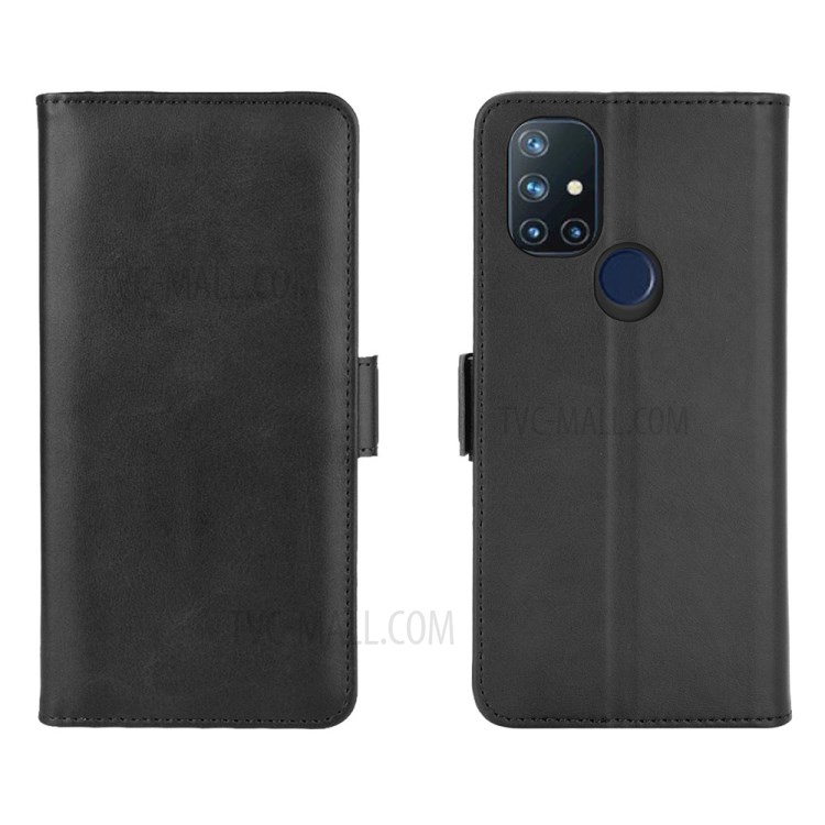 Magnetic Double Clasp Leather Wallet Stand Cover for OnePlus Nord N10 5G - Black-2