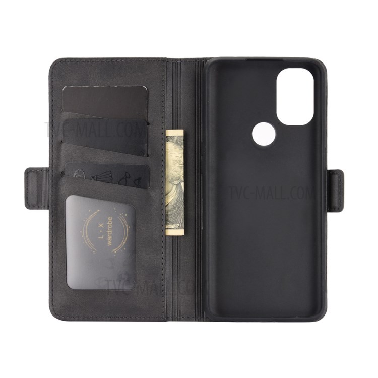 Magnetic Double Clasp Leather Wallet Stand Cover for OnePlus Nord N10 5G - Black-3