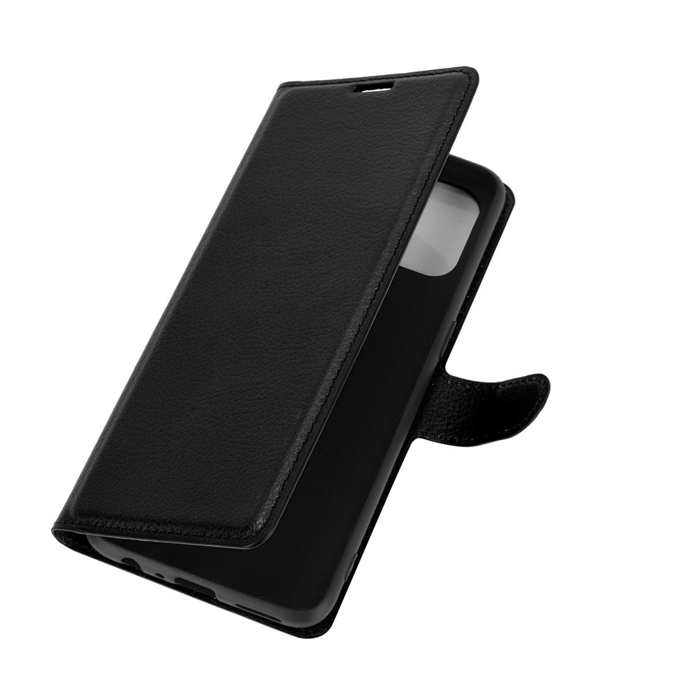 Litchi Texture Wallet Stand Leather Cover Shell for OnePlus Nord N10 5G with Flexible TPU Inner Case - Black-5