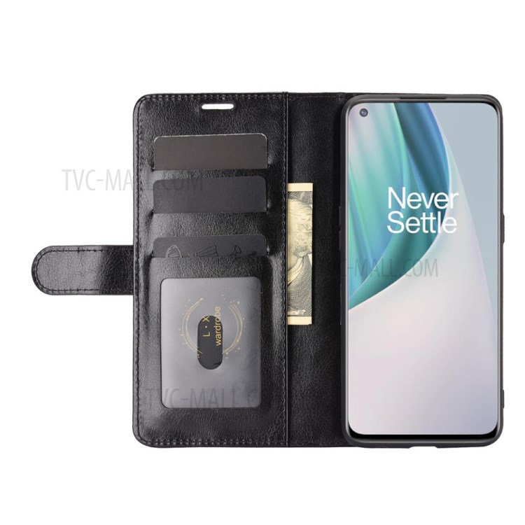 For OnePlus Nord N10 5G Crazy Horse Texture Leather Wallet Case with Supporting Stand - Black-5