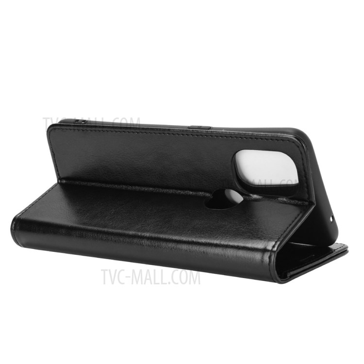 For OnePlus Nord N10 5G Crazy Horse Texture Leather Wallet Case with Supporting Stand - Black-6