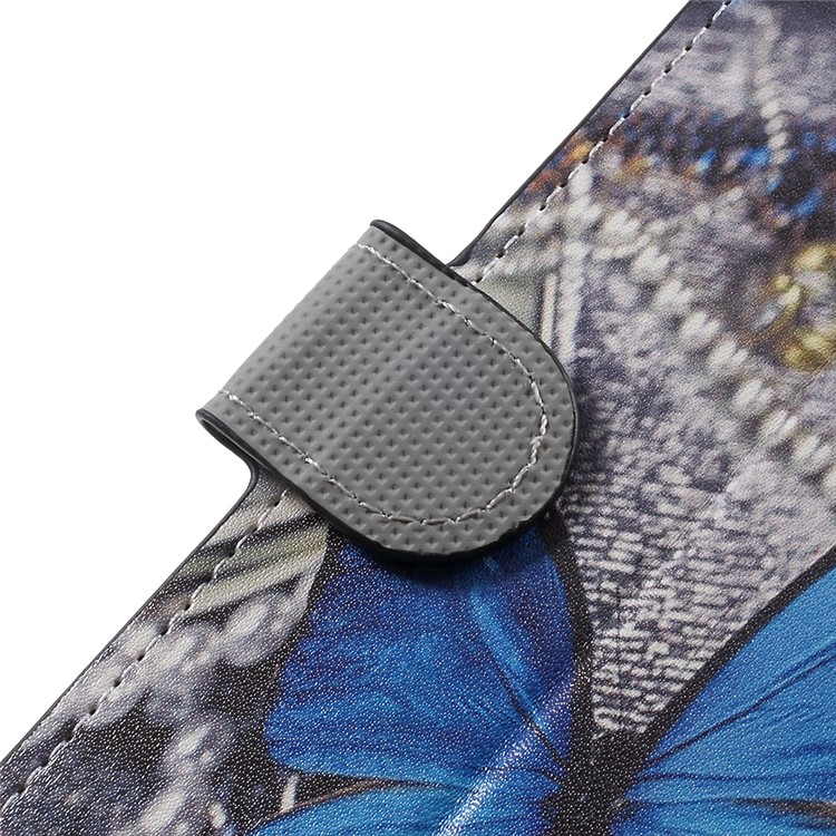 Water Transfer Printing Leather Wallet Stand Phone Case for OnePlus 5 - Blue Butterfly-10