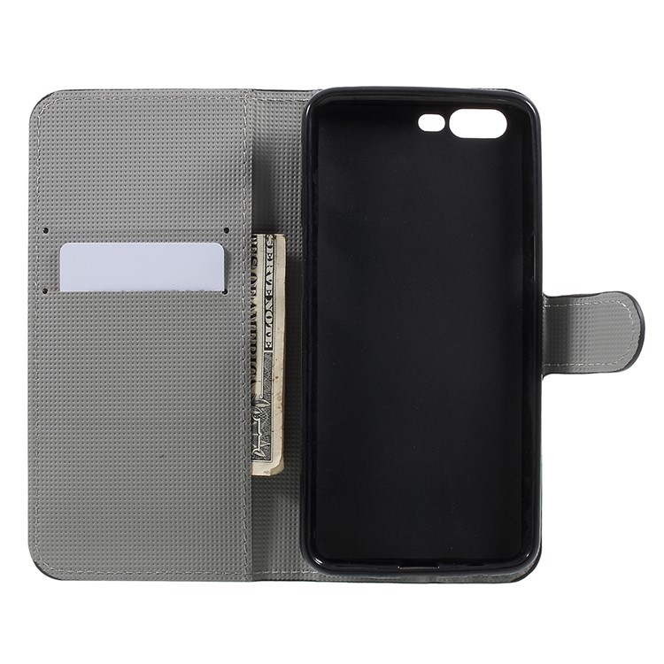 Water Transfer Printing Leather Wallet Stand Phone Case for OnePlus 5 - Blue Butterfly-6