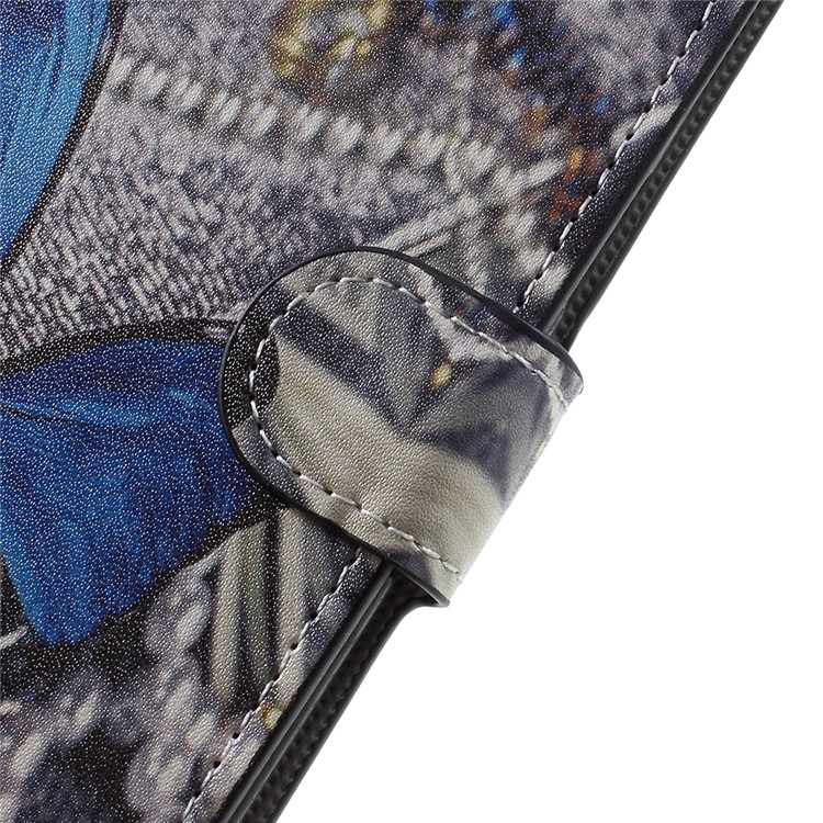 Water Transfer Printing Leather Wallet Stand Phone Case for OnePlus 5 - Blue Butterfly-9