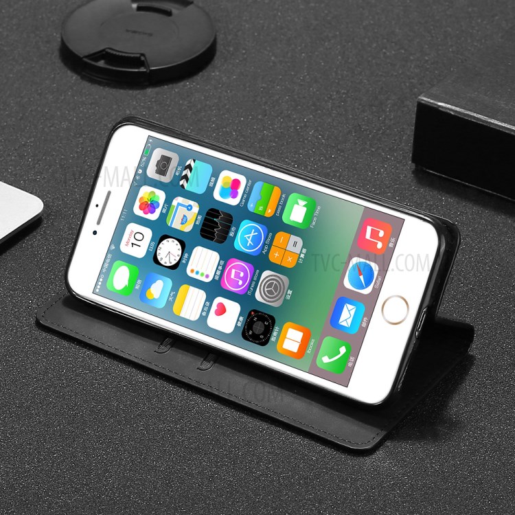 Silky-touch Skin Auto-absorbed Flip Leather Protector Cover with Card Slots for OnePlus Nord N10 5G - Black-3