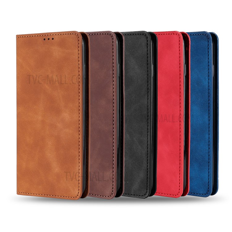 Silky-touch Skin Auto-absorbed Flip Leather Protector Cover with Card Slots for OnePlus Nord N10 5G - Black-8