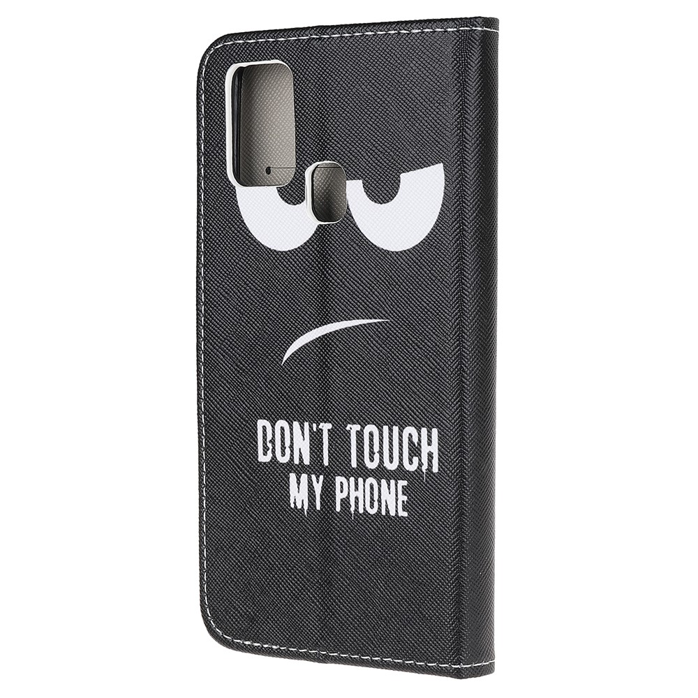 Cross Texture Pattern Printing Leather Wallet Stand Cover Case for OnePlus Nord N10 5G - Don't Touch My Phone-3