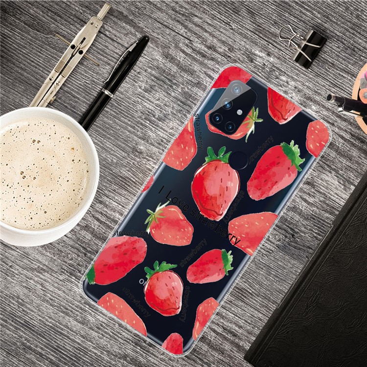 Custodia Per Telefono TPU Stampa di Pattern Per OnePlus Nord N100 - Fragola