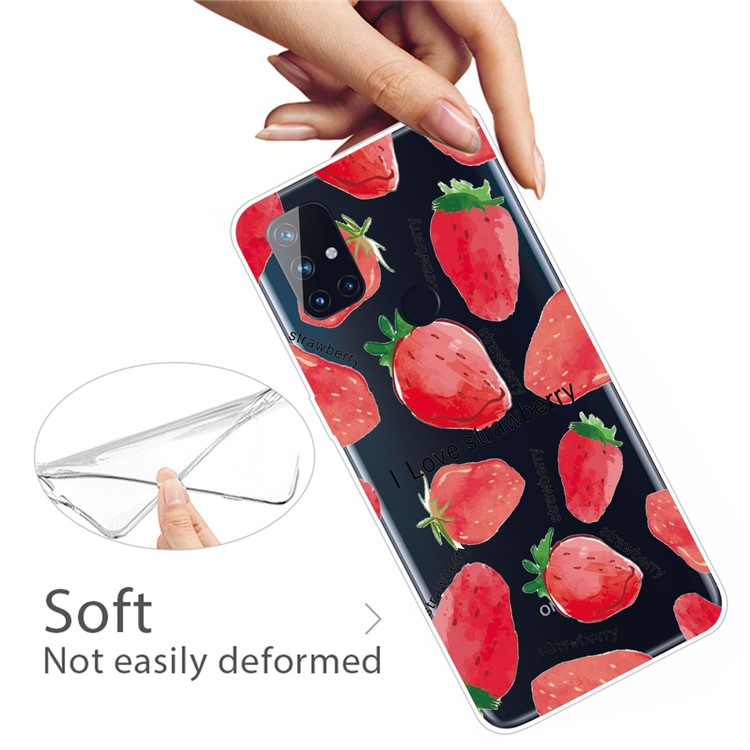 Pattern Printing TPU Phone Case for OnePlus Nord N100 - Strawberry-3