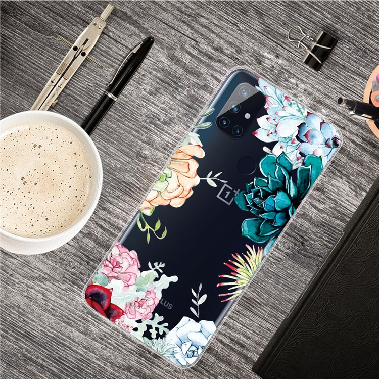 Pattern Printing TPU Phone Case for OnePlus Nord N100 - Flower-2