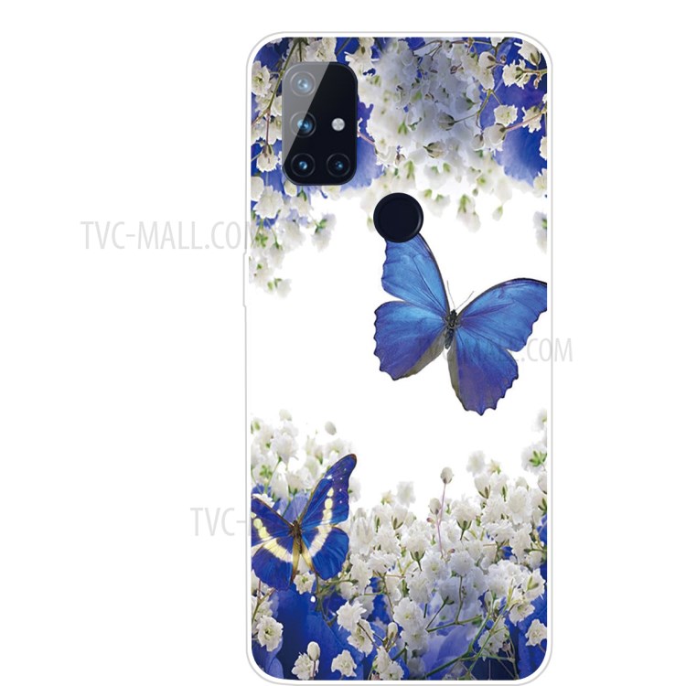 Pattern Printing TPU Phone Case for OnePlus Nord N100 - Butterfly and Flower-1