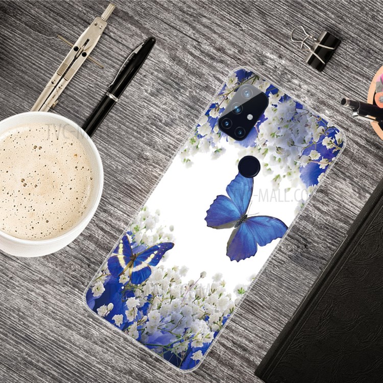 Pattern Printing TPU Phone Case for OnePlus Nord N100 - Butterfly and Flower-2