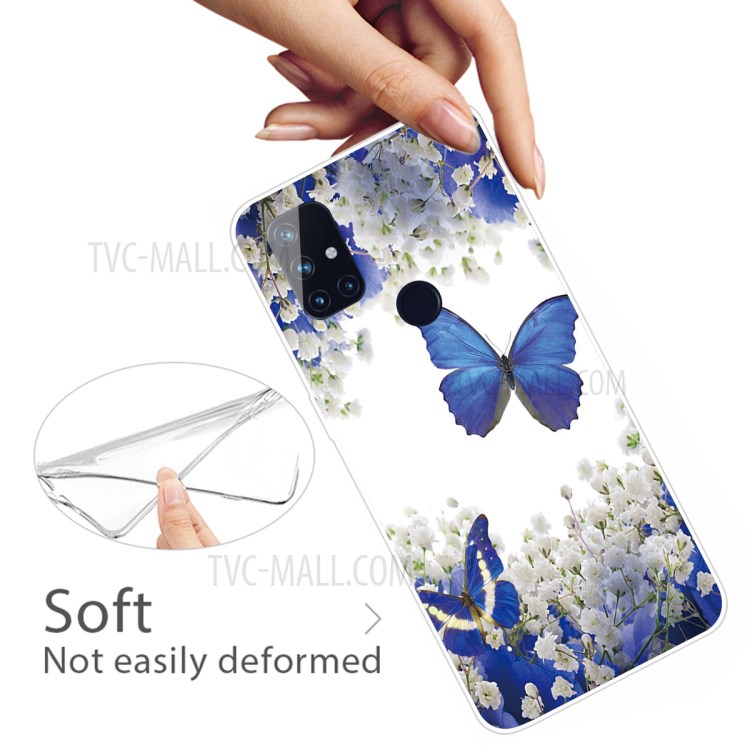 Pattern Printing TPU Phone Case for OnePlus Nord N100 - Butterfly and Flower-3