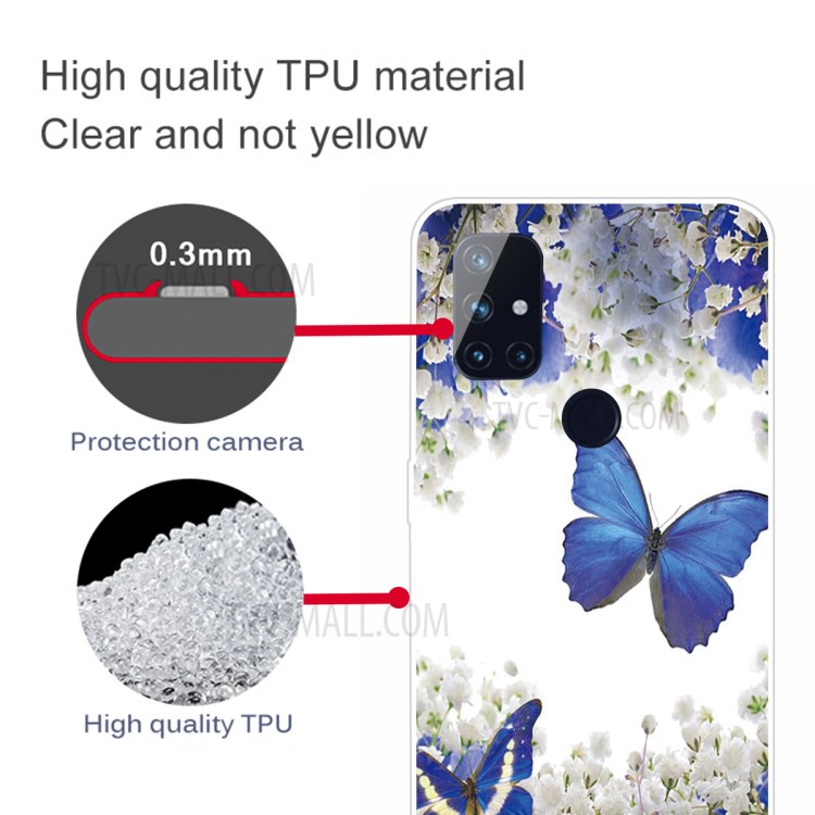 Pattern Printing TPU Phone Case for OnePlus Nord N100 - Butterfly and Flower-4