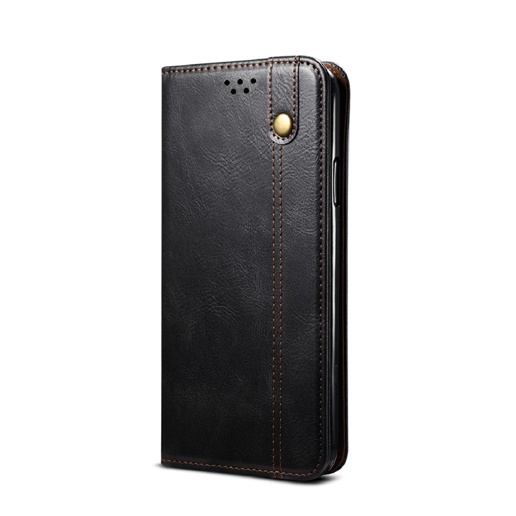 Waxy Crazy Horse Texture TPU + PU Leather Shell Phone Case for OnePlus 8T - Black-2